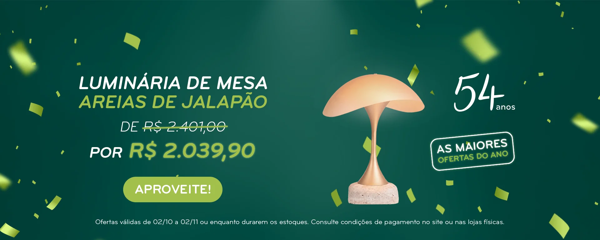 Luminária de mesa Jalapão com 15% OFF! 