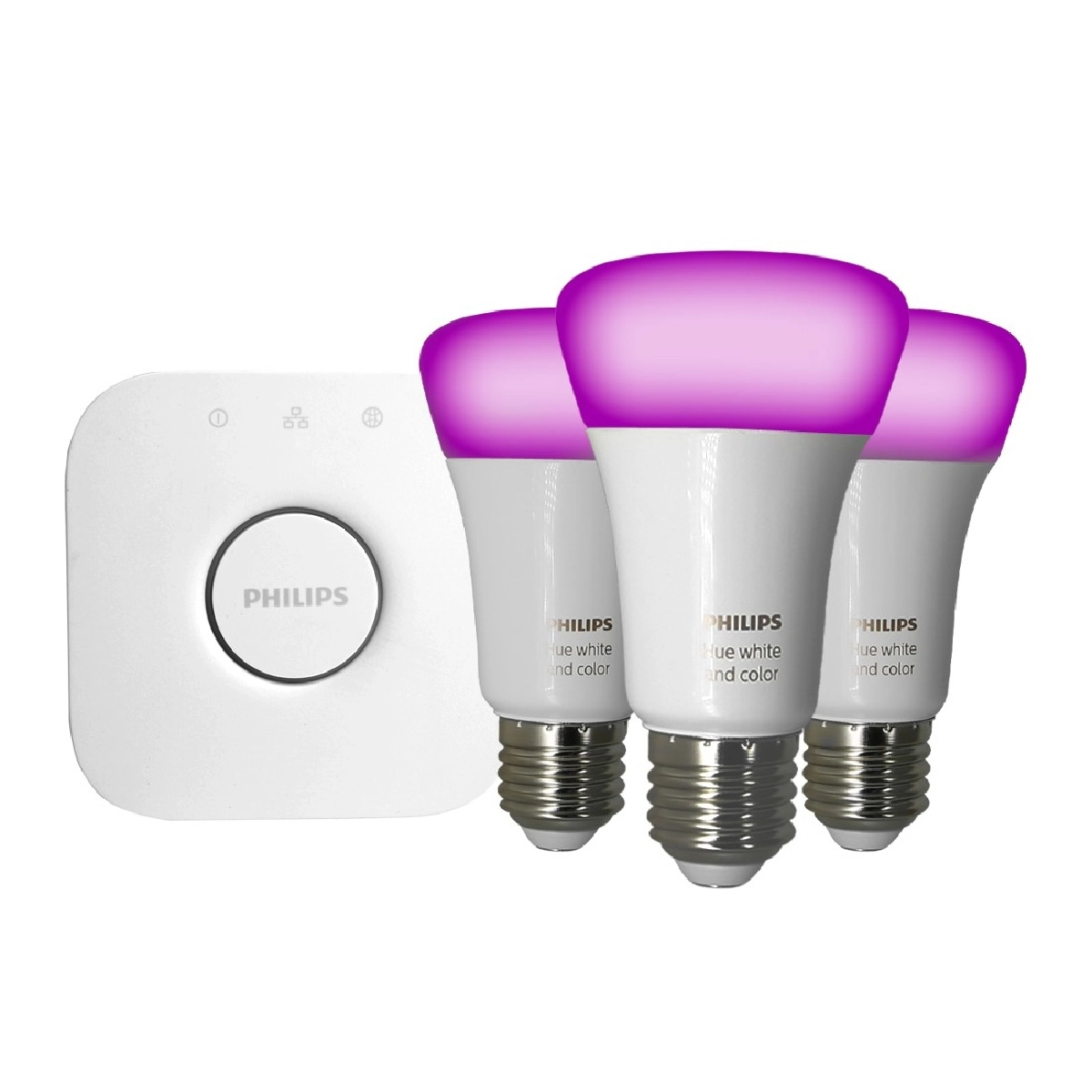 Kit Philips Hue Starter 3 Lampadas E27 127v Hue Bridge P9090720