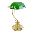 Luminária De Mesa Metal Dourado E Vidro Verde Banker