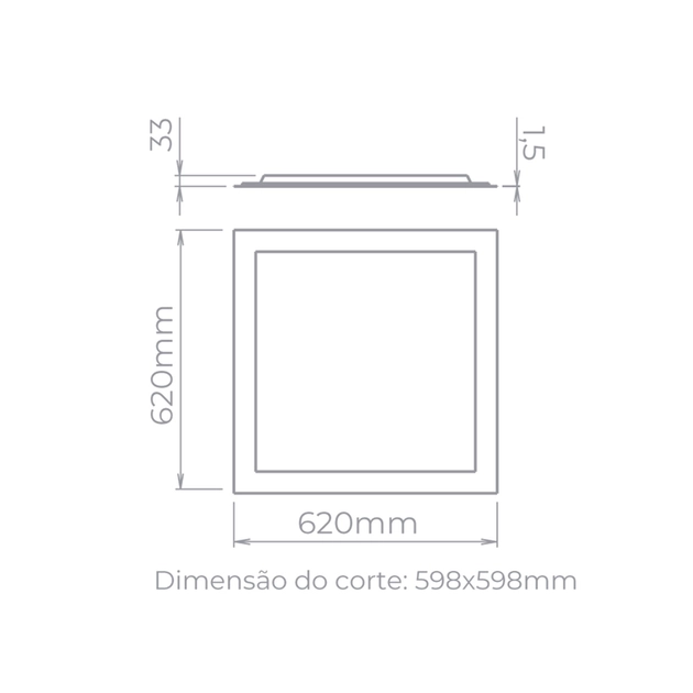 Plafon Led Embutir Quadrado 40w Branco Luz Amarela