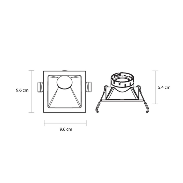 Plafon Embutir Aluminio Square 9,6cm