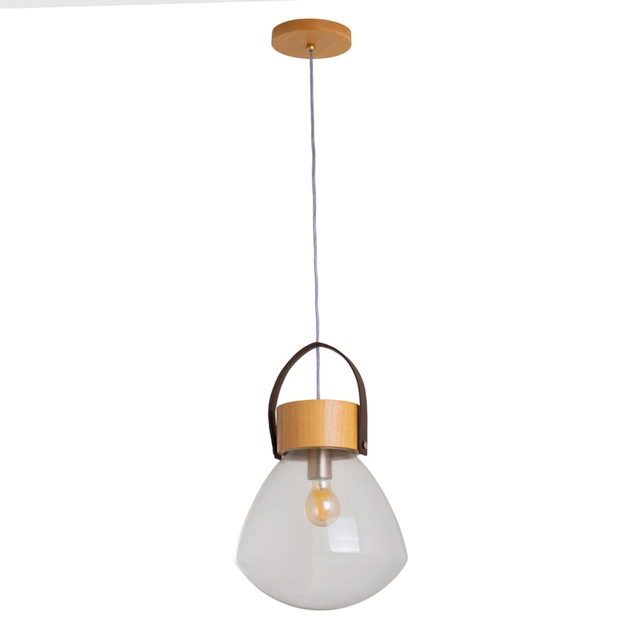 Pendente Vidro E Madeira Castanha 29cm Lampadari