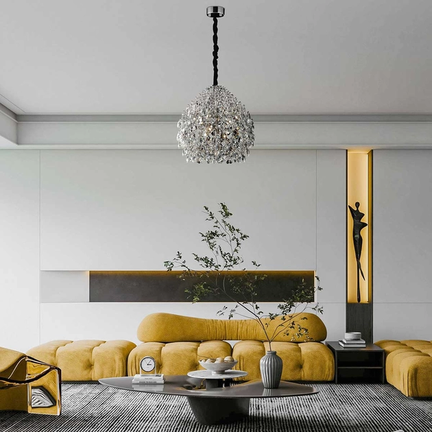 Pendente Cristal E Metal Cromado 80cm Glamour