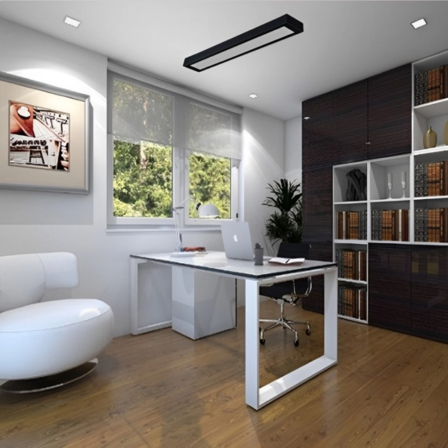 Plafon Led Sobrepor Retangular Preto 18w 6500k Londres