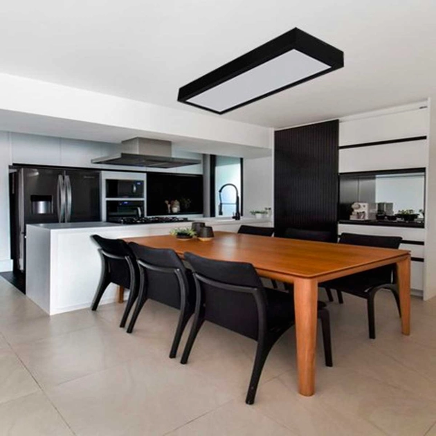 Plafon Led De Sobrepor Retangular Preto 54w Valencia