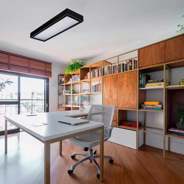 Plafon Led De Sobrepor Retangular Preto 54w Valencia