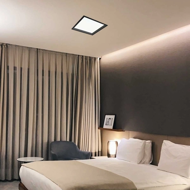 Plafon Led Embutir Quadrado Preto 28w 120 3000k Deep