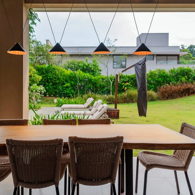 Pendente Led Aluminio Preto E Laranja 48w 3000k Kasa