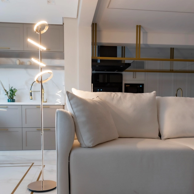 Luminaria De Piso Led Metal Dourado 21w 3000k Balance