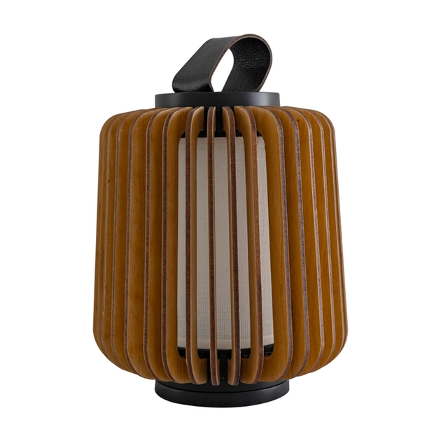 Luminaria De Mesa Madeira Tecido Imbuia Steche
