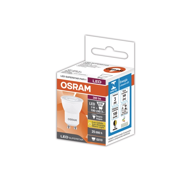 Lampada Led Mini Dicroica Gu10 3w 300lm 36