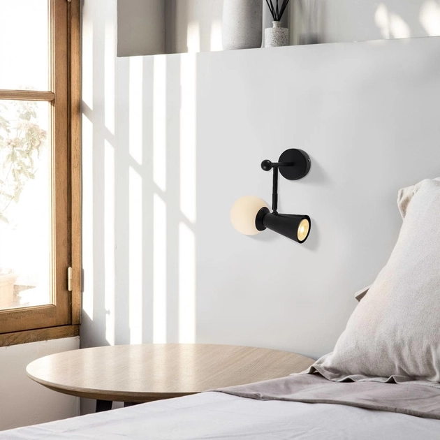 Arandela Aluminio Vidro Preto Sears