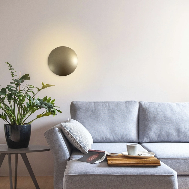 Arandela Led Aluminio Dourado 12w 127v 2700k Pleine Lune