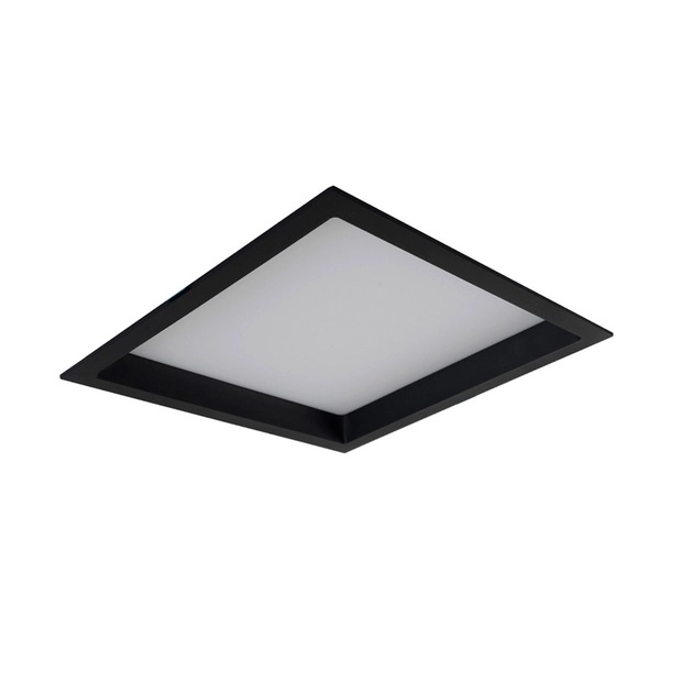 Plafon Led Embutir Quadrado Preto 22w Luz Amarela Deep