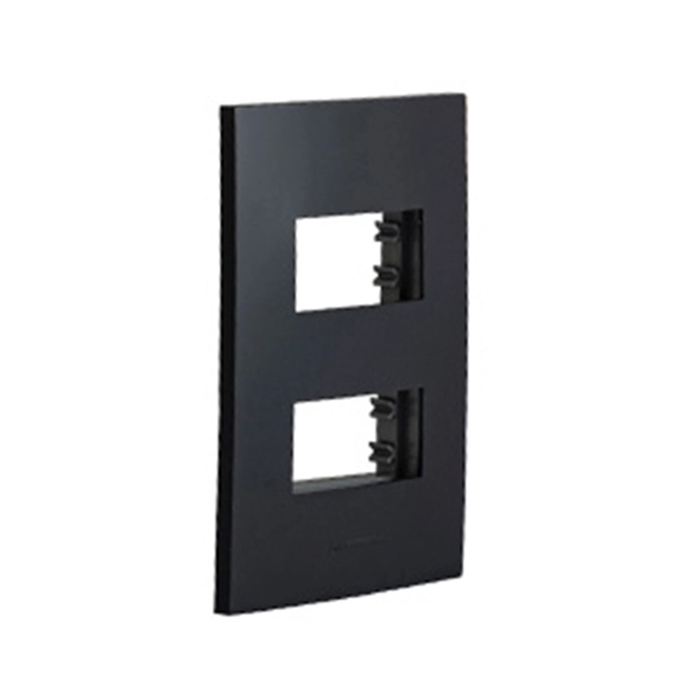 Placa 4x2 Com Suporte Para 2 Modulos Distanciados Preto Ebano