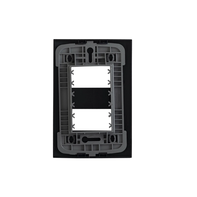 Placa 4x2 Com Suporte Para 2 Modulos Distanciados Preto Ebano