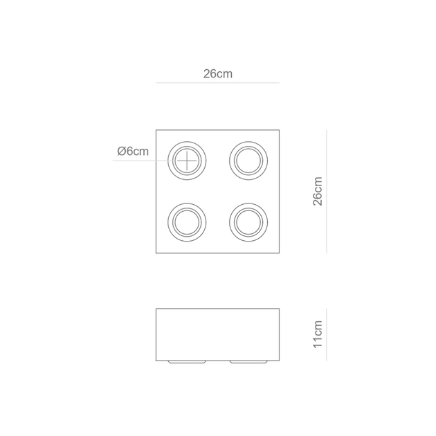Plafon Sobrepor Quadruplo Par20 7w
