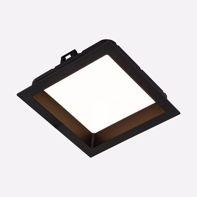 Plafon Led Embutir Quadrado 12w Preto Luz Amarela