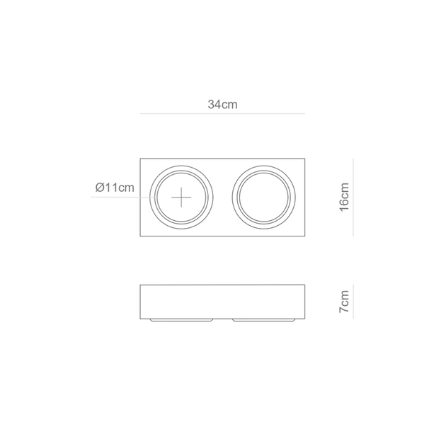 Plafon De Sobrepor Aluminio Branco 34x16cm