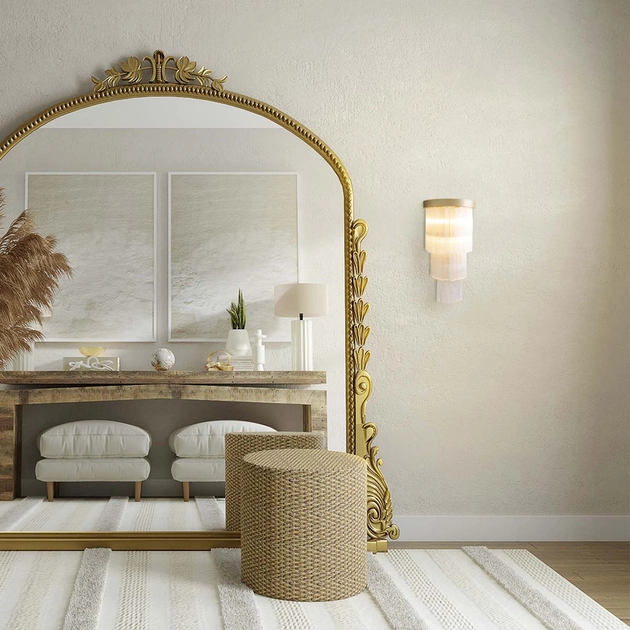 Arandela Cristal E Aluminio Dourado Felsen