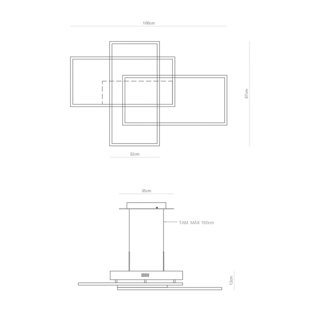 Pendente Led Metal Aluminio Champagne 73w 3000k Urbe