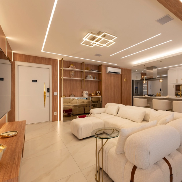 Plafon Led De Sobrepor Aluminio Champagne 82w 3000k Urbe