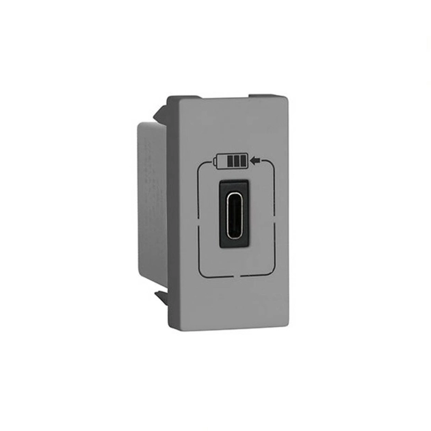 Modulo Tomada Carregador Usb Tipo C 1,5a Cinza Pial Plus+