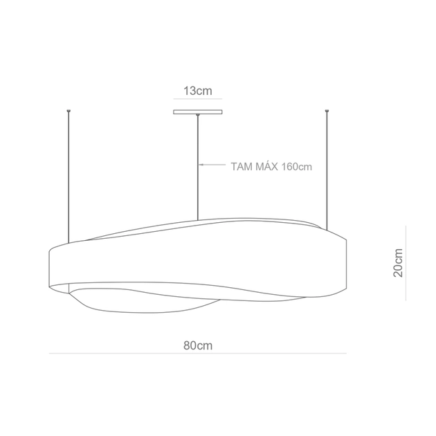 Pendente Led Madeira Nogueira 57w 3000k Horizon