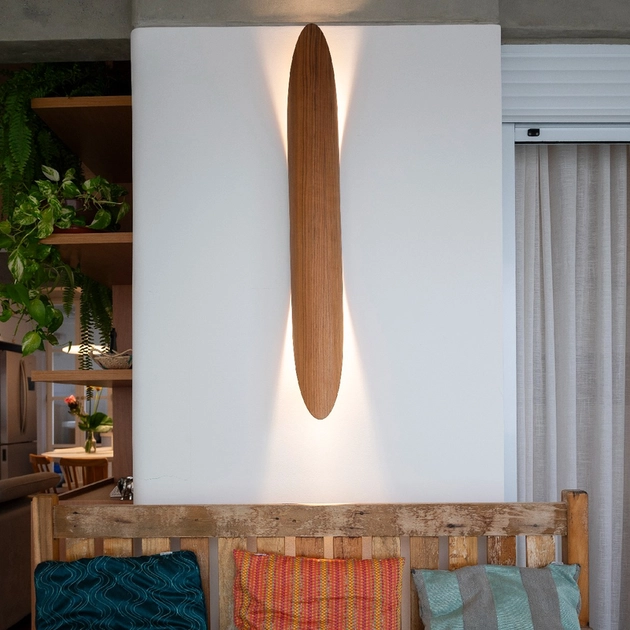 Arandela Madeira Nogueira 100cm Clean