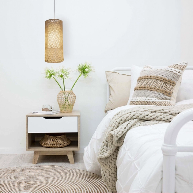 Pendente Juta Rustica Bege E Off White 16cm
