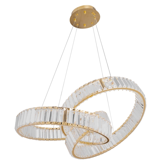 Pendente Led Cristal Metal Dourado 90w 3000k Andreza