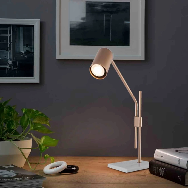 Luminaria De Mesa Articulada Aco Marmore Gold