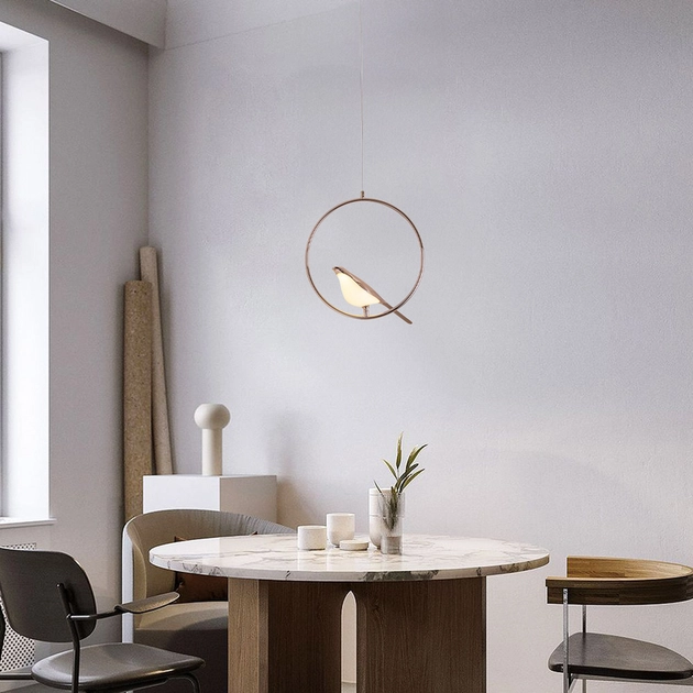 Pendente Led Ferro Acrilico Dourado 6w 3000k Bird