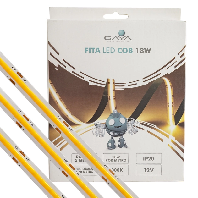 Fita De Led Cob 18w Por Metro 12v Irc80 5m 6000k
