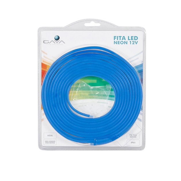 Fita De Led Neon Azul 7w Por Metro 12v Irc80 Ip65 5m