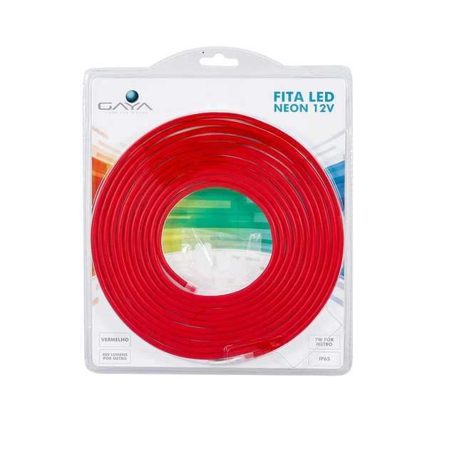 Fita De Led Neon Vermelho 7w Por Metro 12v Irc80 Ip65