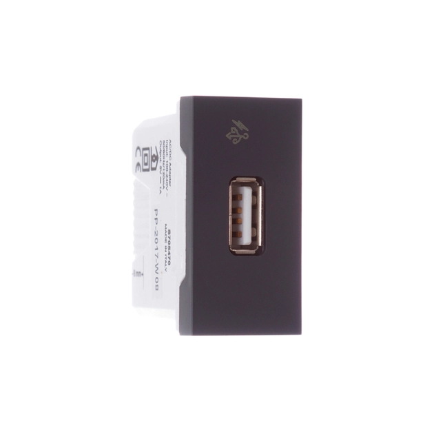 Modulo Tomada Carregador Usb 2.0 Grafite 1a