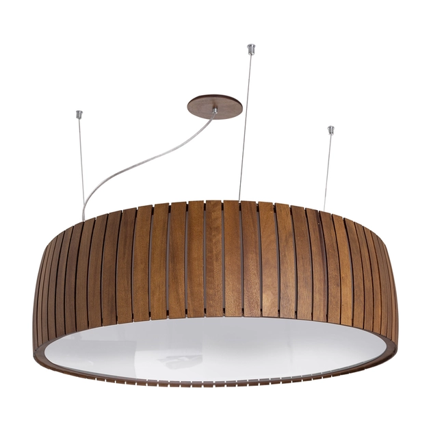 Pendente Acrilico E Madeira Imbuia Barril Ripado