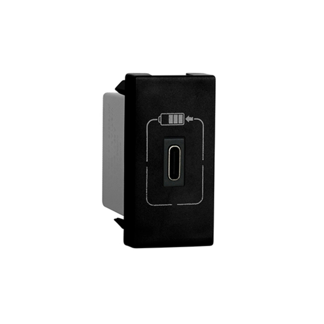 Modulo Tomada Carregador Usb Tipo C Preto Pial Plus+