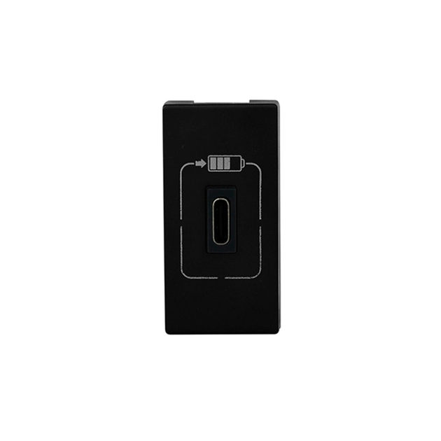 Modulo Tomada Carregador Usb Tipo C Preto Pial Plus+