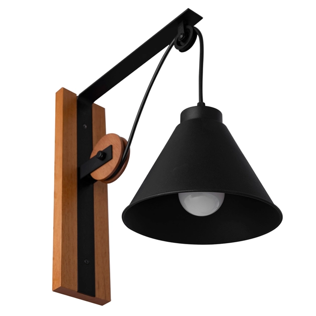 Arandela Metal Madeira Preto Castanho Celeiro