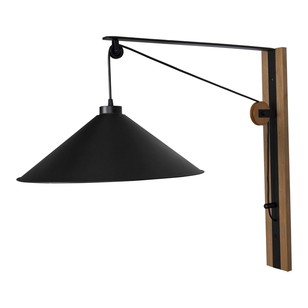 Arandela Metal Madeira Preto Castanho 45cm Celeiro