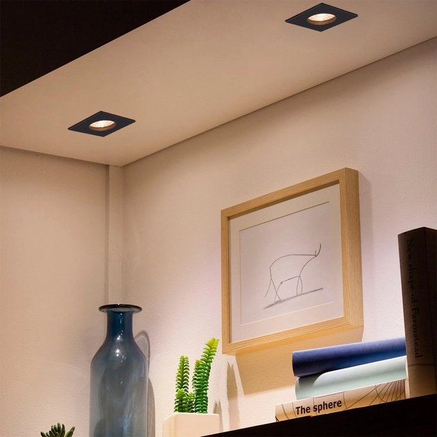 Plafon Led De Embutir Quadrado Preto 1,5w 25 3000k Mobili