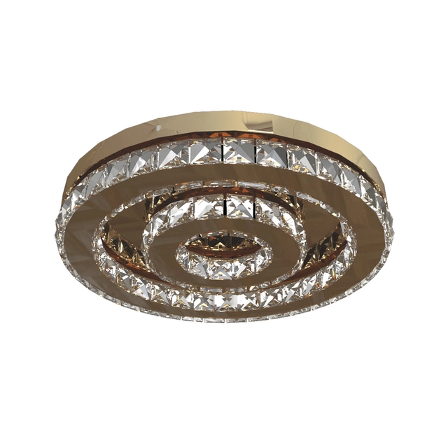 Plafon Led De Sobrepor Cristal E Inox Golden Rose 22w 3000k