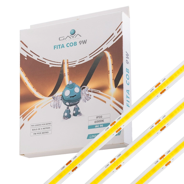 Fita De Led Cob 9w Por Metro 24v Irc90 5 Metros