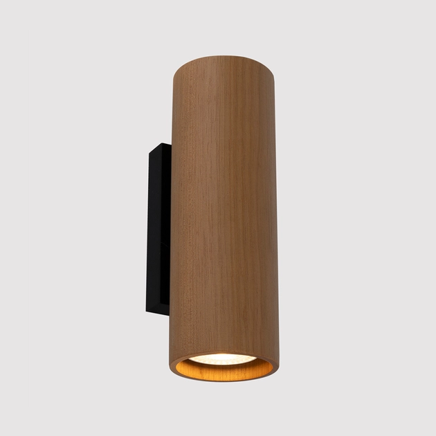 Arandela Madeira Metal Preto Facho Duplo Point