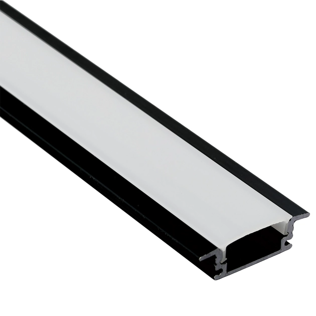 Perfil Embutir Para Fita De Led 100cm Aluminio Preto Way