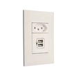Conjunto Tomada 2p+T E Carregador Usb Branco Pial Plus+