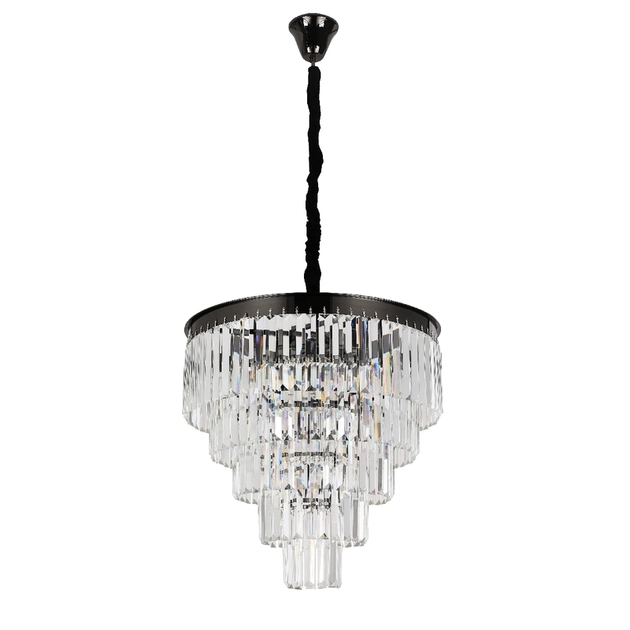 Pendente Cristal Metal Preto Cromado 55Cm Palace