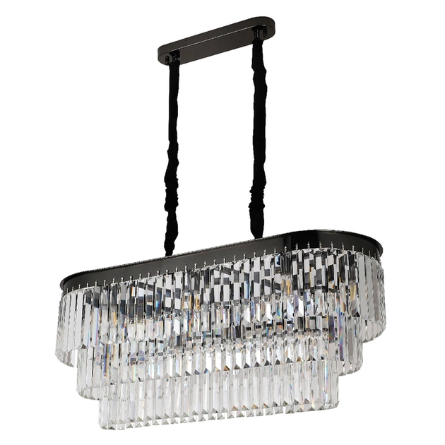 Pendente Cristal Metal Preto Cromado Palace